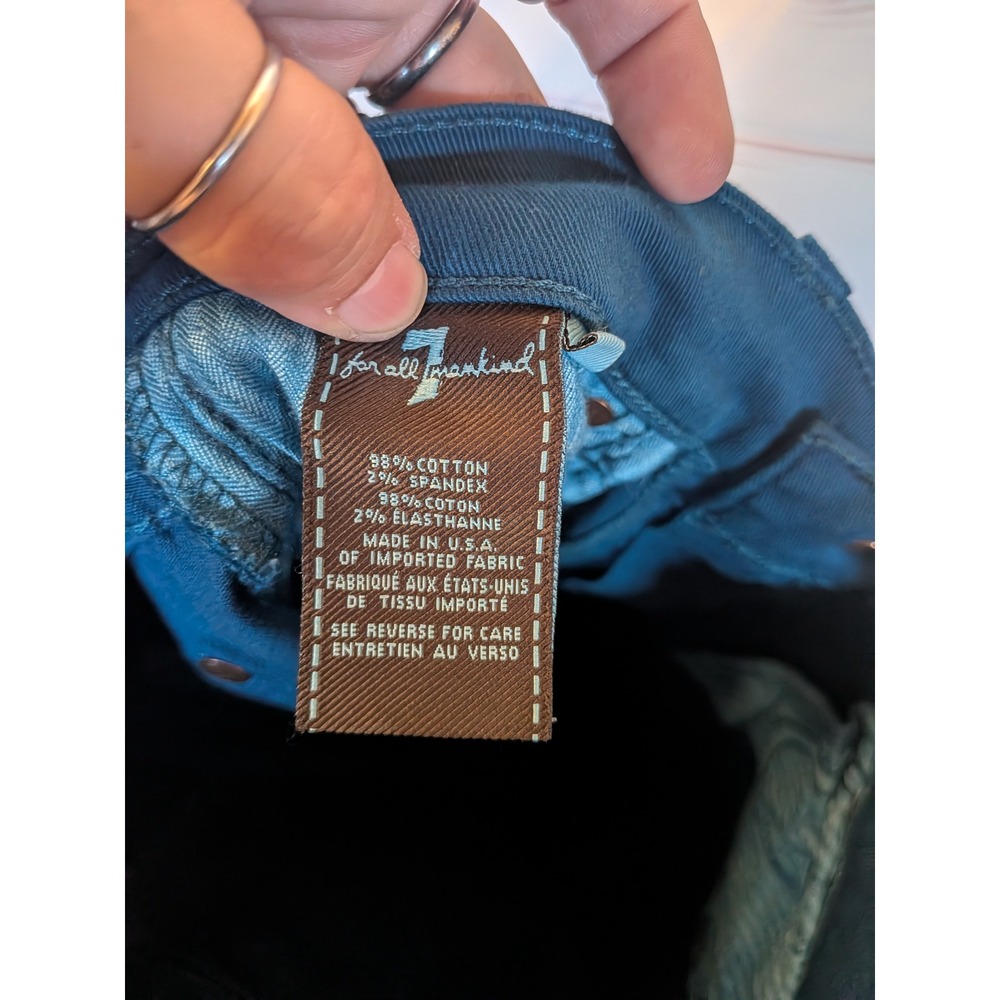 7 for All Mankind - The Skinny Shimmering Jeans Black  Sz: 24 Retail $238 - Picture 8 of 9